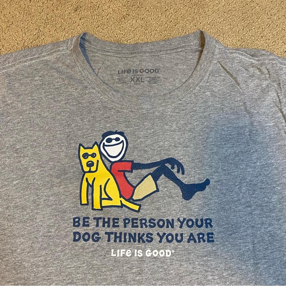 Life Is Good Men's Jake and Rocket Be The Person Crusher Tee Dog